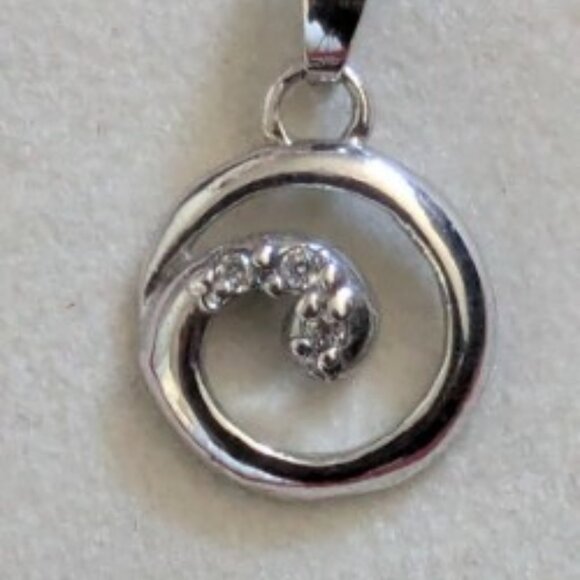 925 sterling silver circle necklace and earing set - NEW - Picture 3 of 4